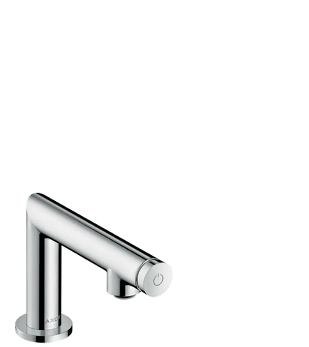 Standventil in Chrom von AXOR mit flacher, gerader Armatur und Rundschalter. Einheitliches Design, geeignet für verschiedene Badezimmeranwendungen.
